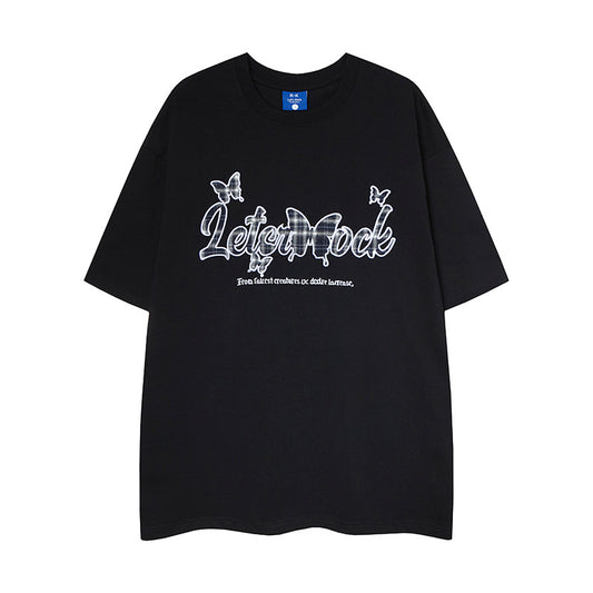 Nyc 1990 Shirt Vintage Embroidered Alphabet Loose Short Sleeve T-Shirt