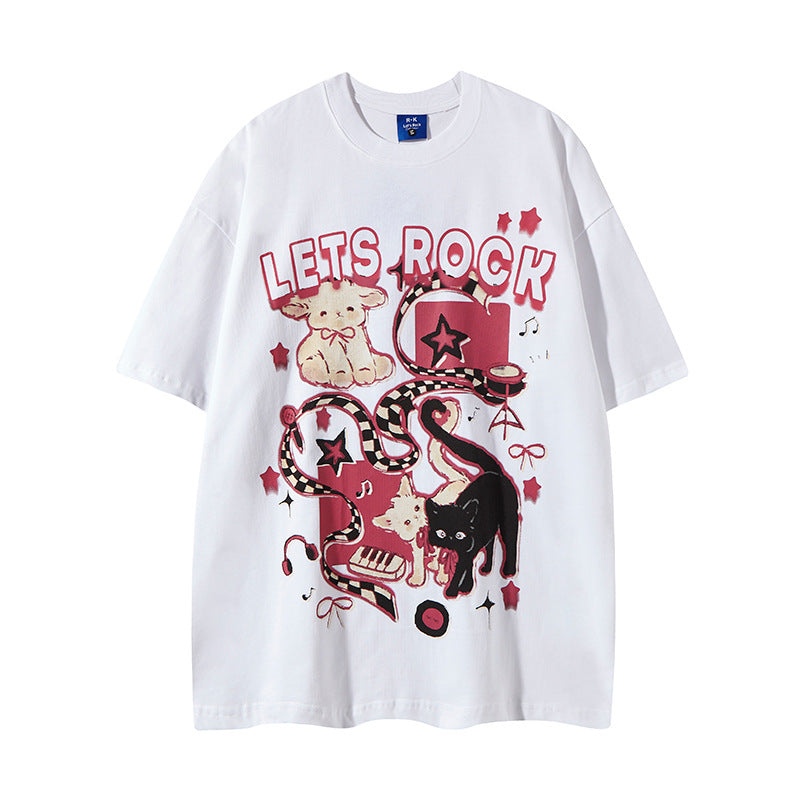 Nyc 1990 Shirt Vintage Cartoon Print Short Sleeve T-Shirt Oversize Top