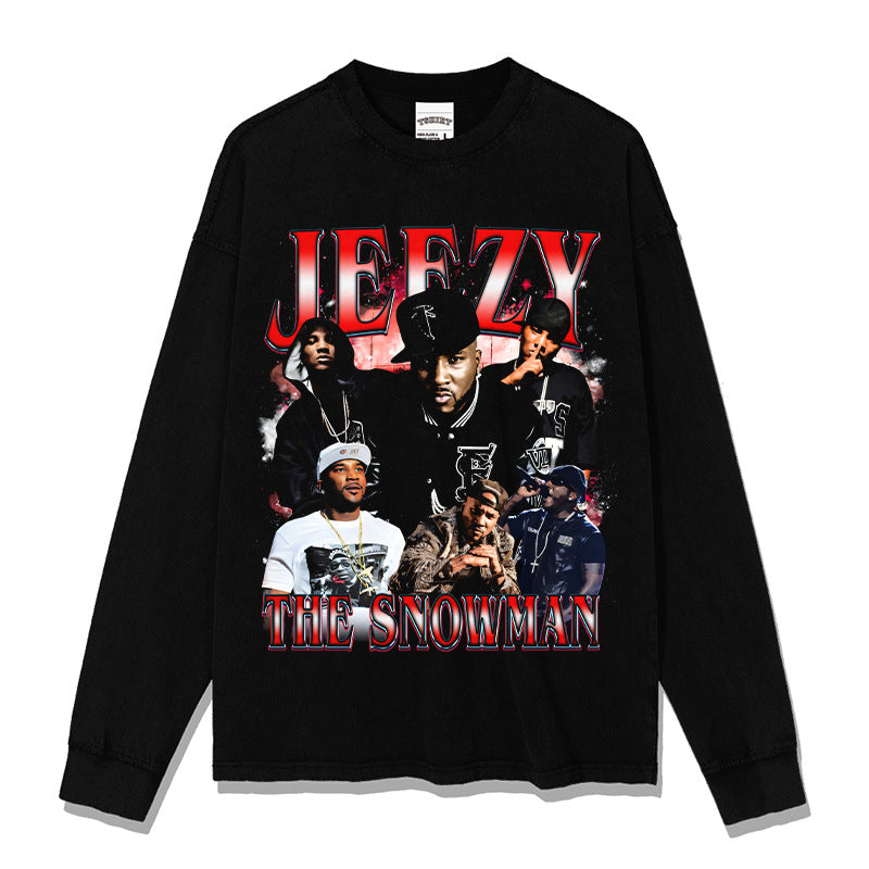 Outfit streetwear vintage hip hop Jeezy print short sleeve t-shirt