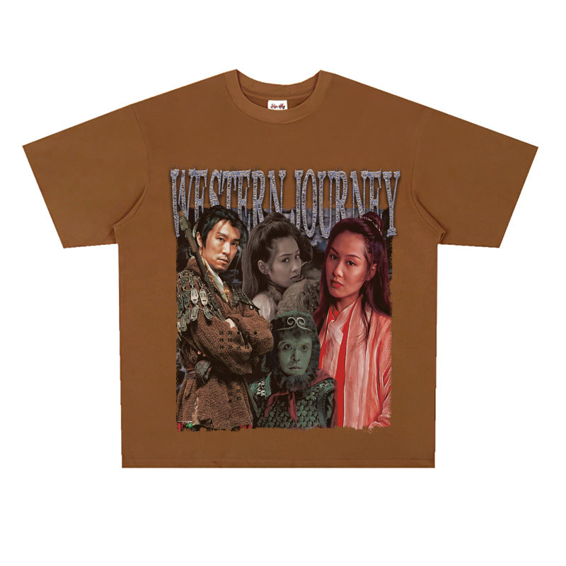 Film Star T Shirt Movie Westward Journey Stephen Chow Trendy Pure Cotton Short Sleeve Loose T-shirt