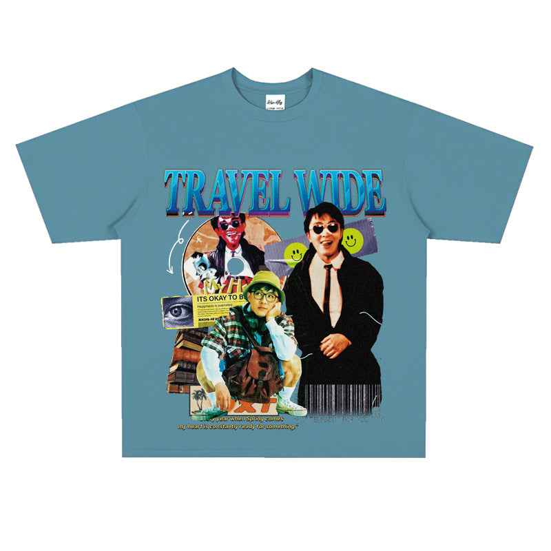 Film Star T Shirt Stephen Chow Short-Sleeved American Retro T-shirt for Men