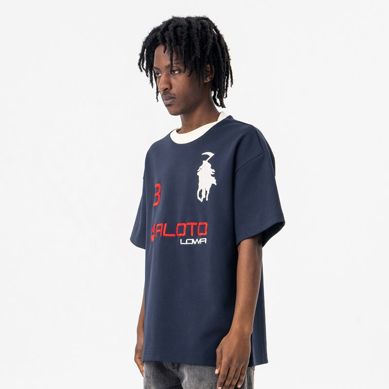 Vintage College Shirts Summer Vintage Crew Neck Short Sleeve T-Shirt