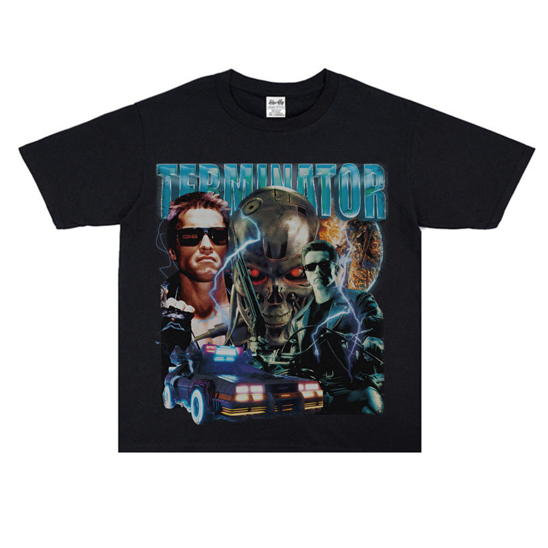 Film Star T Shirt Movie Terminator Poster Print Personalized Cotton Short Sleeve Loose round Neck T-shirt