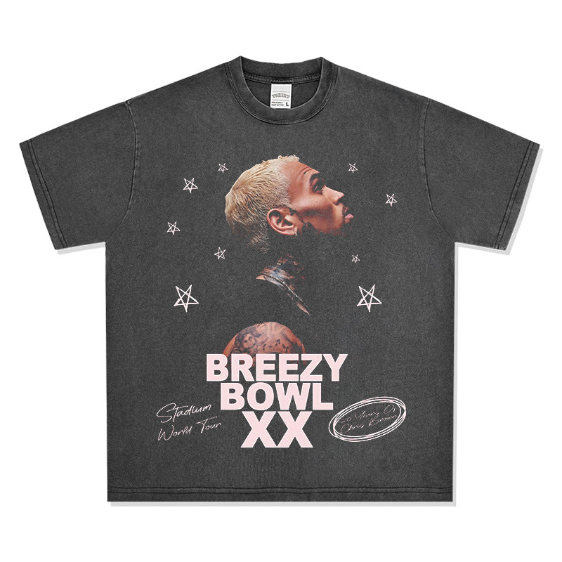New york hip hop shop vintage hip hop Chris Brown print short sleeve t-shirt