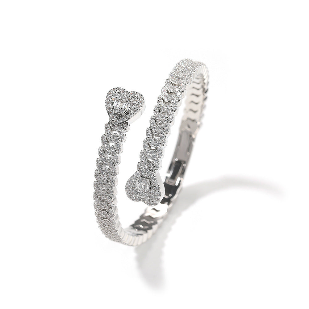 Bracelet Love Cuban Bracelet Copper Zircon Spectrum St. Valentine's