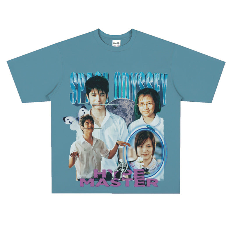Film Star T Shirt Movie Surrounding First Love This Little Thing Loose Retro Street Cotton T-shirt Men and Women