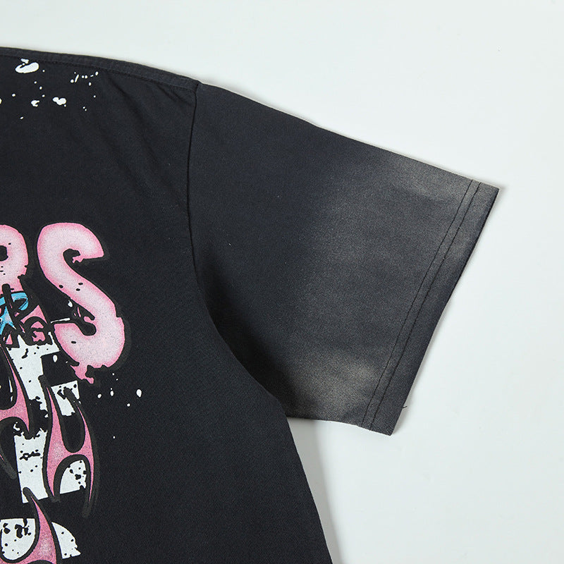 Nyc 1990 Shirt Casual gradual change color top Summer loose casual short sleeve T-shirt