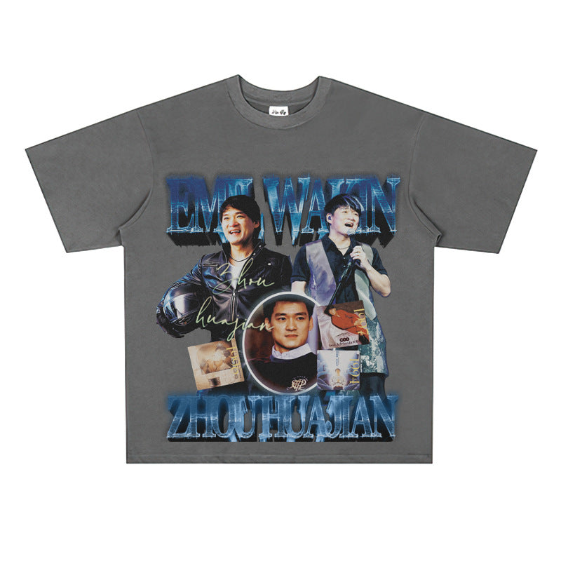 Film Star T Shirt Loose Heavy Retro Street Cotton T-shirt