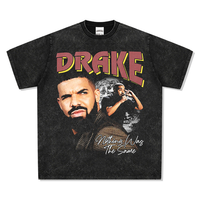 Cool t rapper vintage Drake print hip hop short sleeve t-shirt vintage