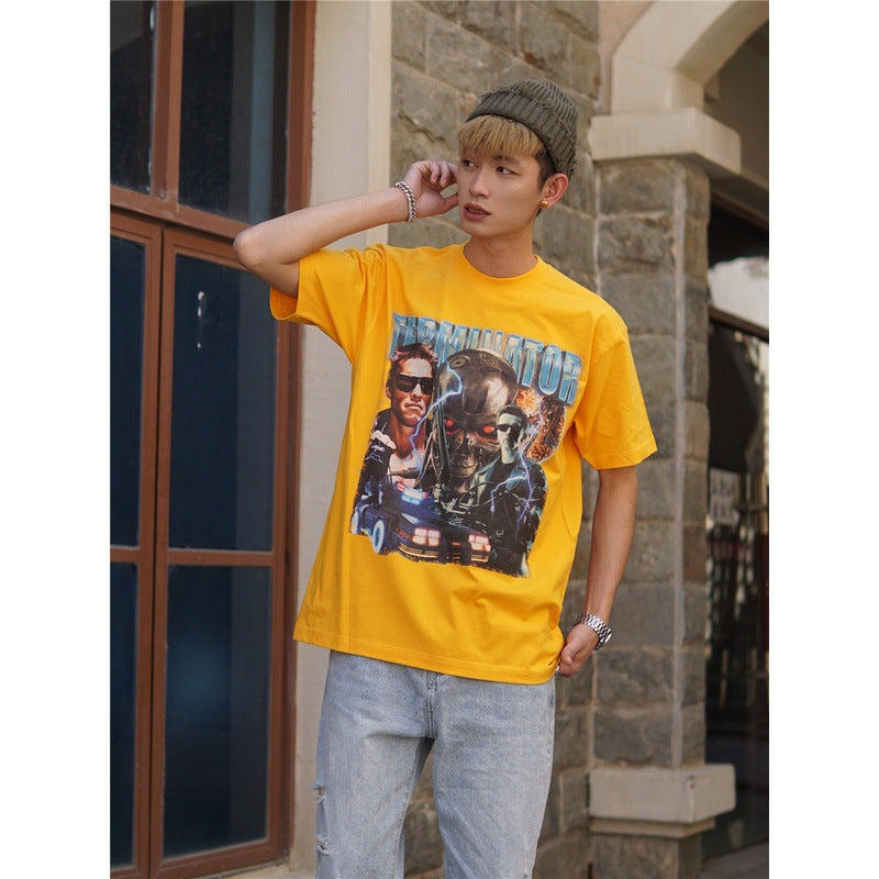 Film Star T Shirt Movie Terminator Poster Print Personalized Cotton Short Sleeve Loose round Neck T-shirt