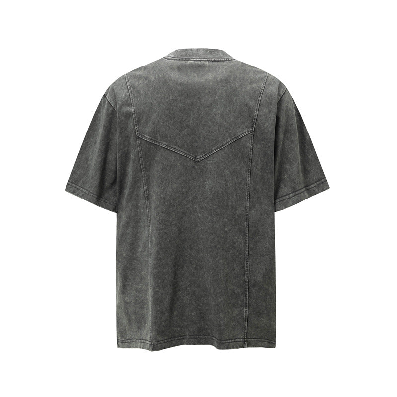Camisas Retros Vintage Short Sleeve Loose Old Washed Half Sleeve T-Shirt