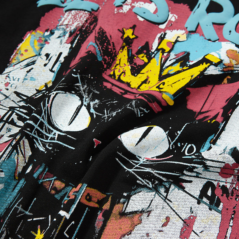 Nyc T Shirt Retro Cat Print Short Sleeve T-Shirt Summer Oversize Casual Top