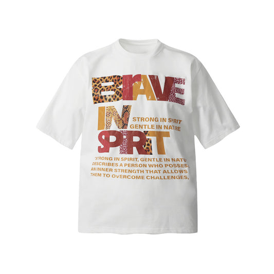 Camisas Retros Vintage Hip Hop Color Leopard Print Alphabet Print Short Sleeve T-Shirt