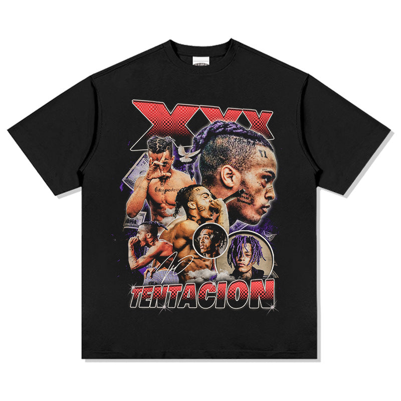 Cool t rapper XXX Tentacion print hip hop rap short sleeve t-shirt vintage