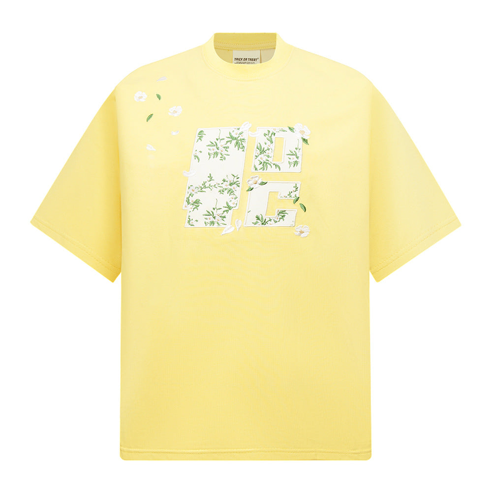 Vintage Usa Shirt Vintage Embroidery Alphabet Loose Casual Short Sleeve T-Shirt