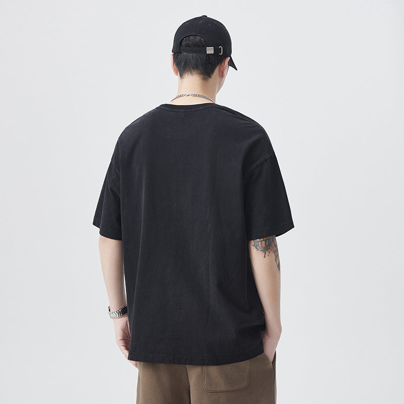Men T-shirts Vintage Short Sleeve Loose Top Summer