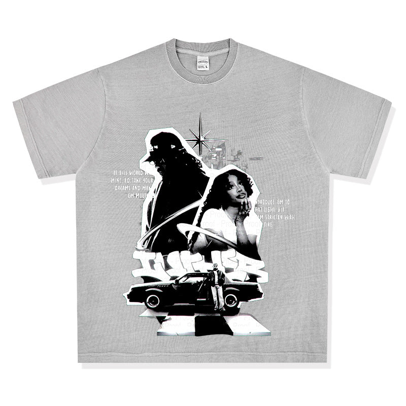 New york hip hop shop vintage hip hop SZA & KENDRICK print short sleeve t-shirt