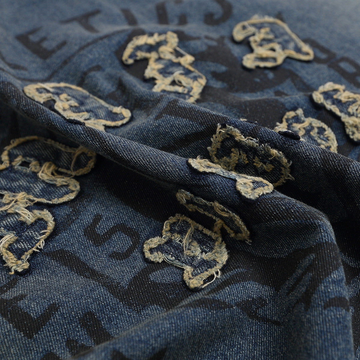 Vestimenta De Los 90 Summer T-Shirt Vintage Embroidered Washed Denim Short Sleeve T-Shirt