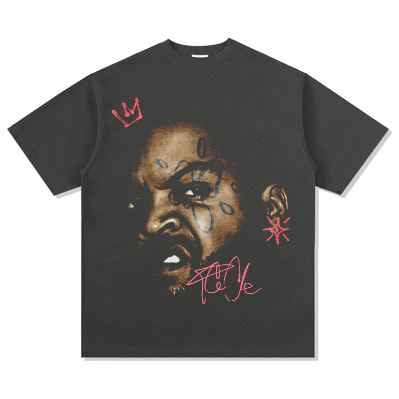 Streetwear masculino vintage hip hop Ice Cube print short sleeve t-shirt
