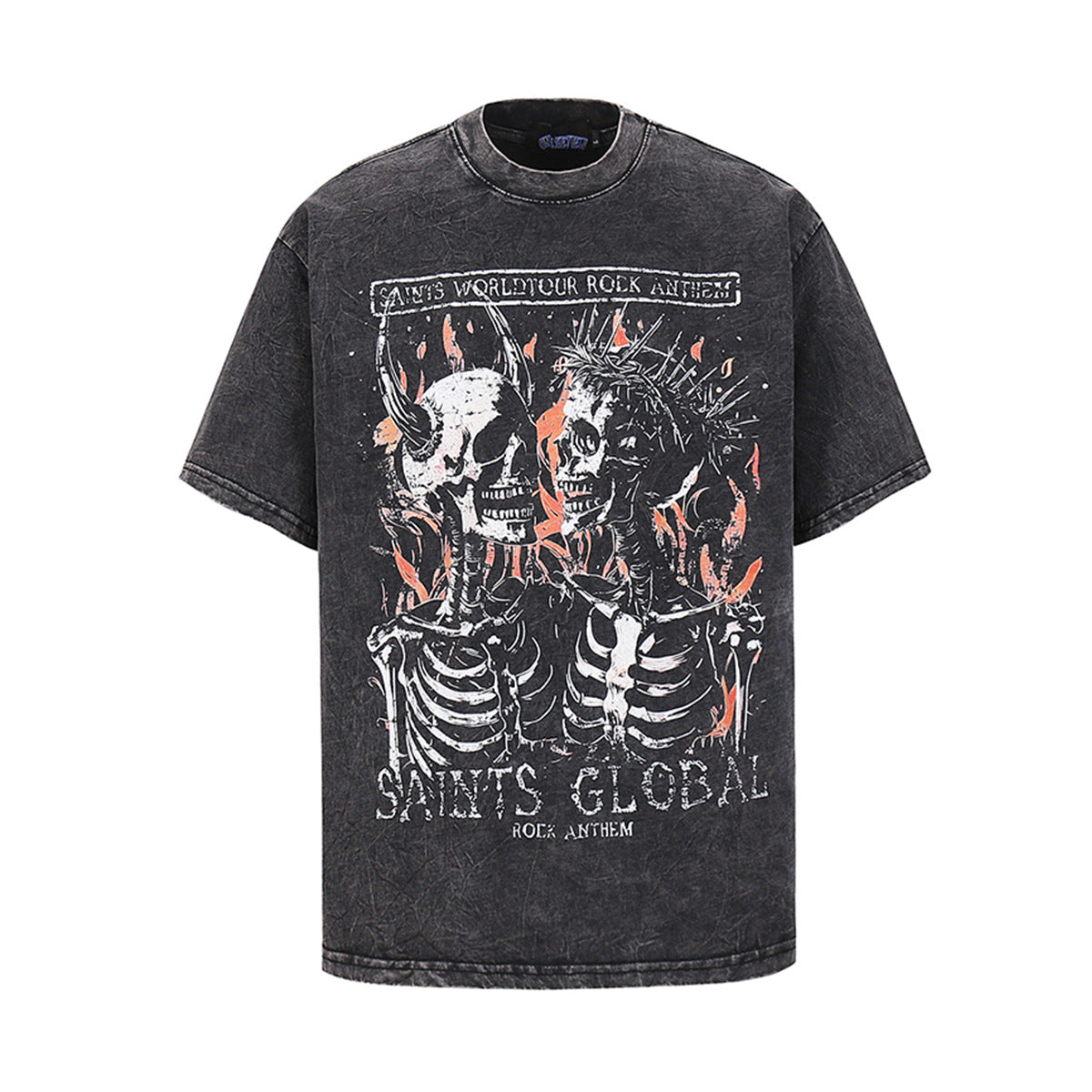 Hip hop clothing new york summer hip hop skull wash t-shirt short sleeve