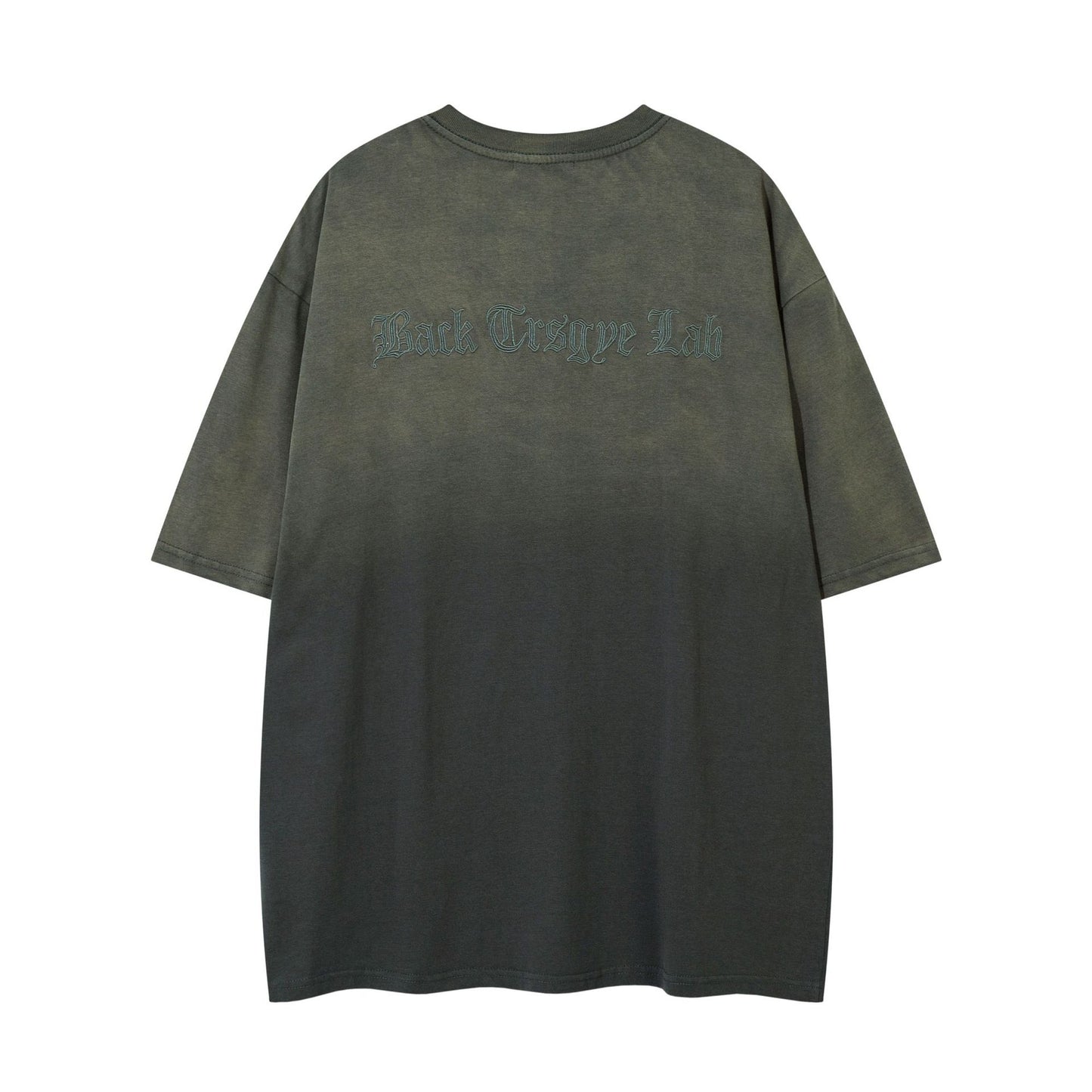Vintage tarz t shirt retro old gradual change letter embroidery short sleeve t-shirt summer loose top
