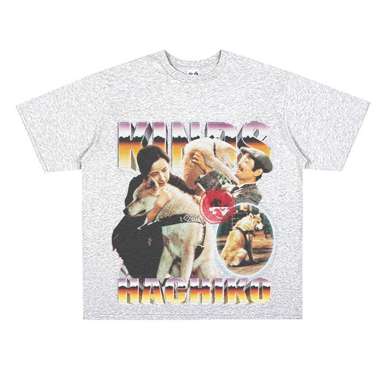 Film Star T Shirt Movie Loyal Dog Eight Male Printed Loose Street Cotton American T-shirt