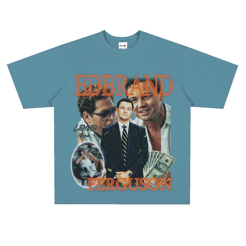 Film Star T Shirt Loose Heavy American Retro Street Personality T-shirt Men