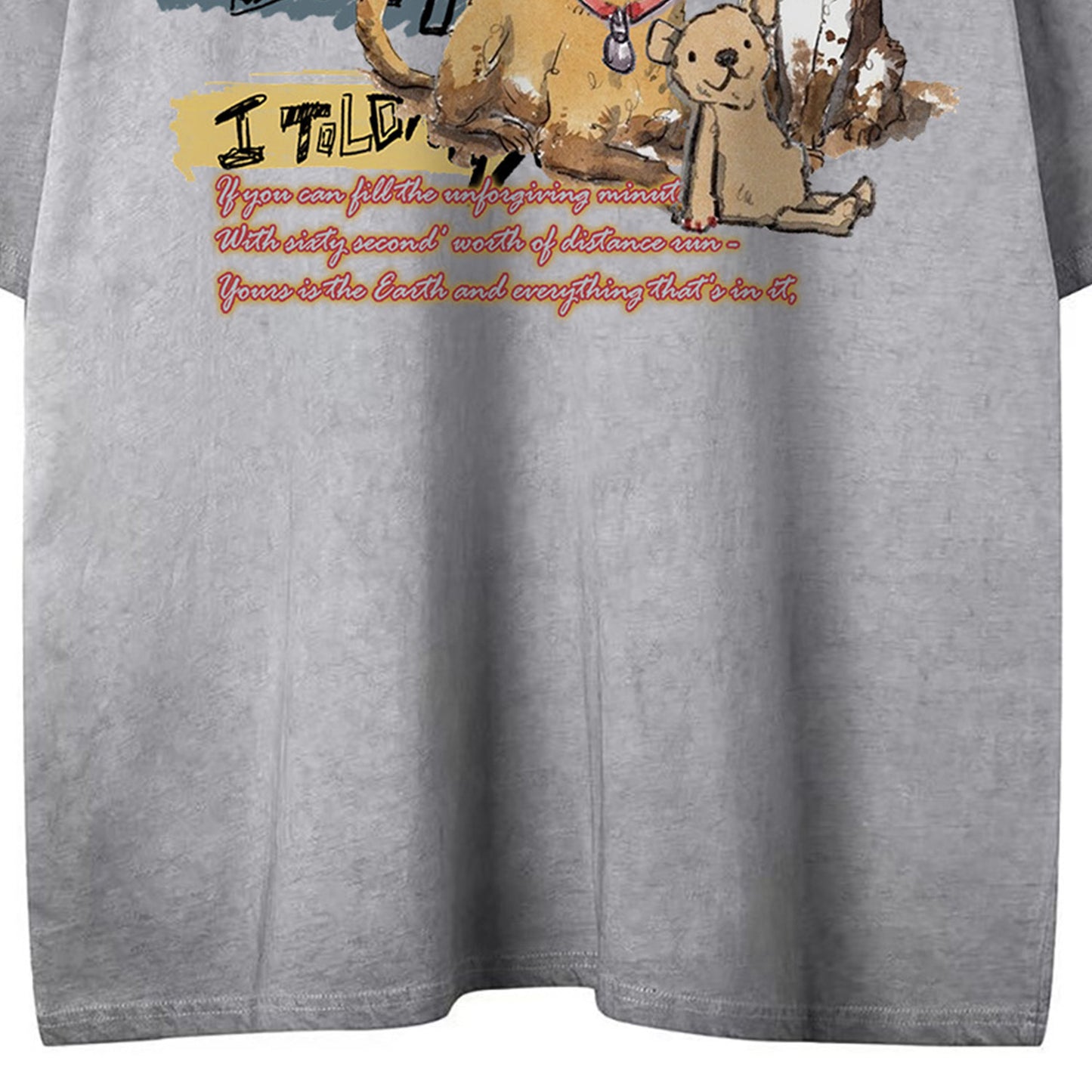 US drip outfits Summer Vintage Puppy Casual Loose Short Sleeve T-Shirts