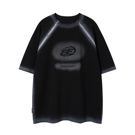 1990 Fashion T-Shirt Vintage Double Zipper Short Sleeve