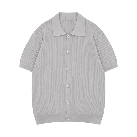 Hip hop clothing new york knitted cardigan polo lapel t-shirt