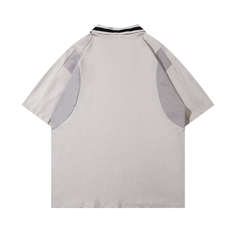 Racing oversized t shirt retro lapel short sleeve t-shirt