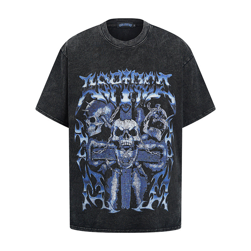 Hip hop shirt summer hip hop skull print t-shirt short sleeve
