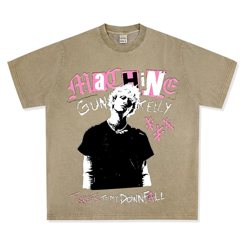 Cool t rapper vintage hip hop mgk print short sleeve t-shirt