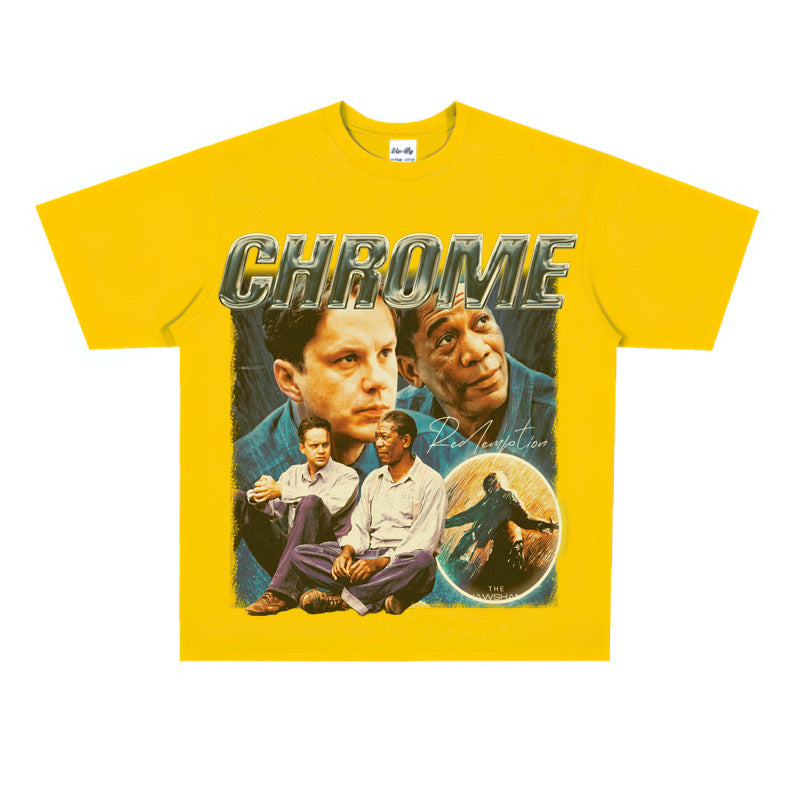 Film Star T Shirt Shawshank's Redemption Street Style Short Sleeve Loose Retro American T-shirt Men