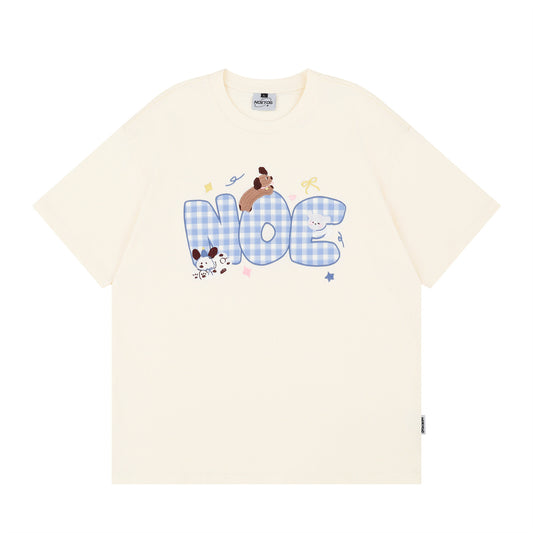 Nyc T Shirt Vintage Puppy Embroidery Crew Neck Short Sleeve T-Shirt Oversize T-Shirt