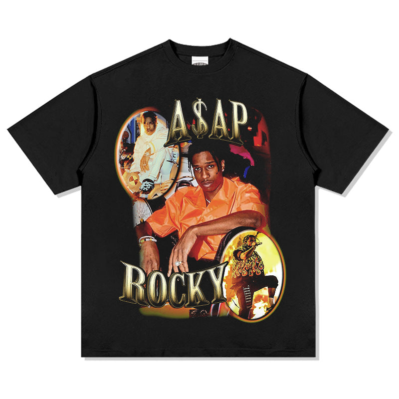 Streetwear masculino ASAP A $AP ROCKY hip hop t-shirt short sleeve