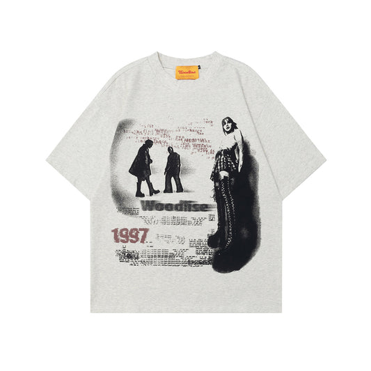 Unisex T-shirts Street Vintage Figure Painting Men's Loose Short Sleeve T-Shirt