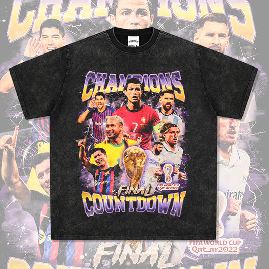 Marcas streetwear usa football vintage campuses printed short-sleeved t-shirt