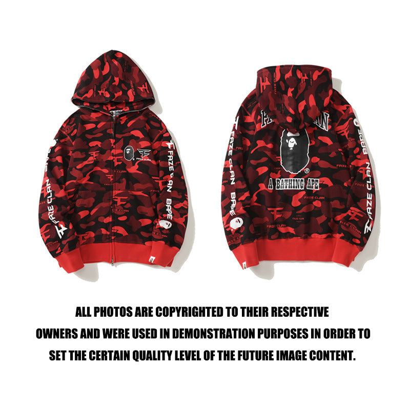 Ape Hoodie Summer Camo Red Hooded Cardigan Zip Sweater Jacket