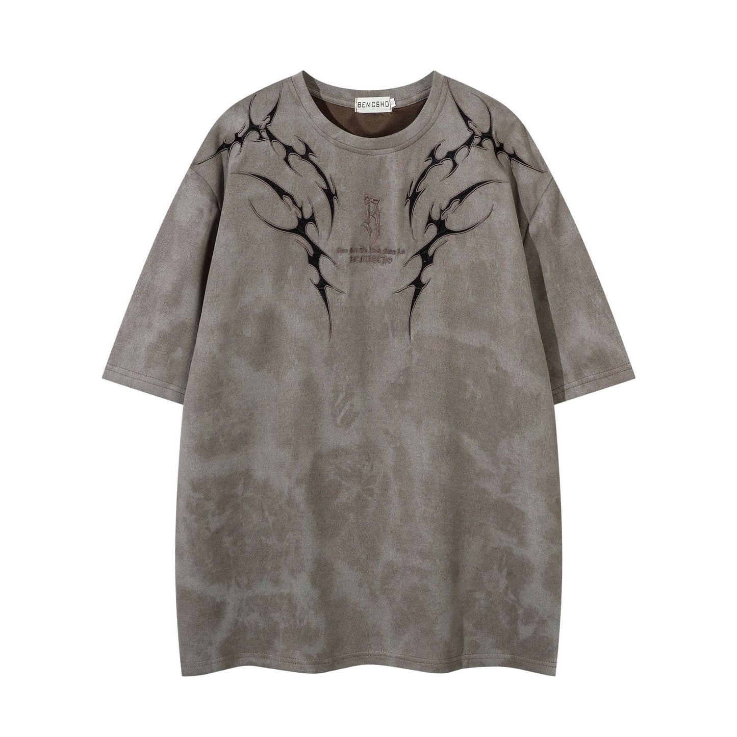 Hip Hop Clothing Summer Vintage Embroidered Short Sleeve T-Shirt