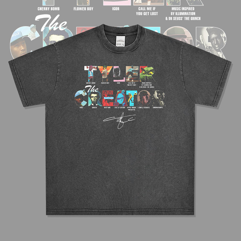 New york hip hop shop vintage hip hop The Creator Taylor print short sleeve t-shirt