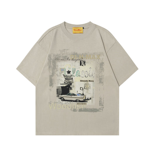 Unisex T-shirts Summer Newspaper Cover Men's Loose Short Sleeve T-Shirt