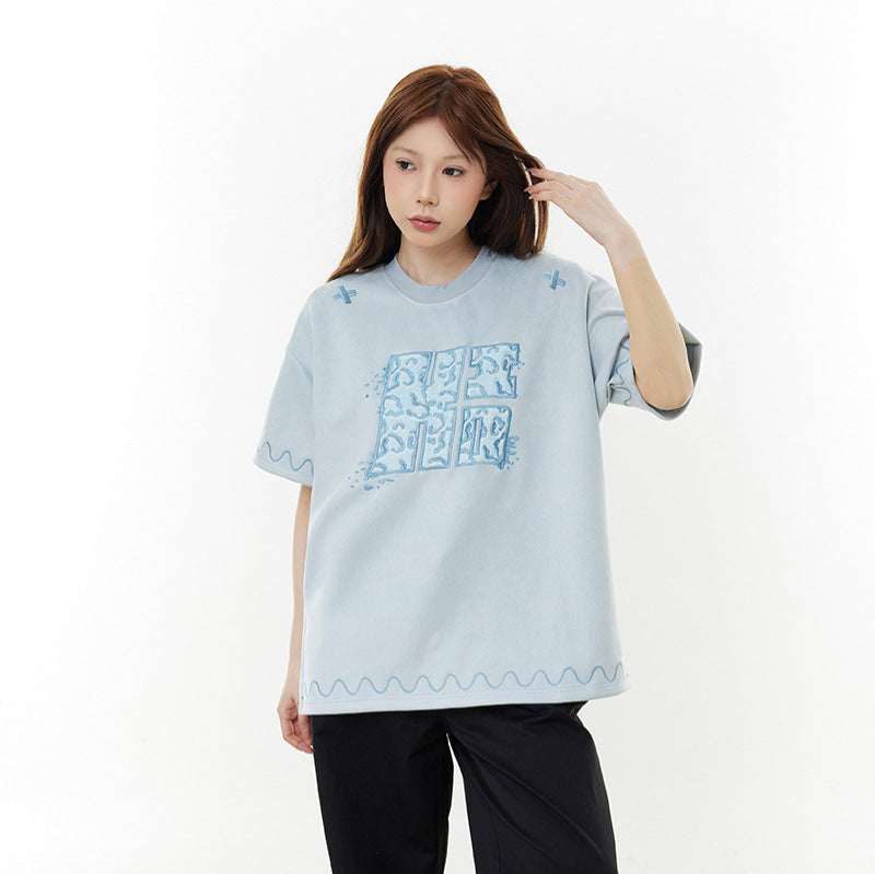 New York Hip Hop Style Crew Neck Short Sleeve T-Shirt Summer Loose Casual T-Shirt