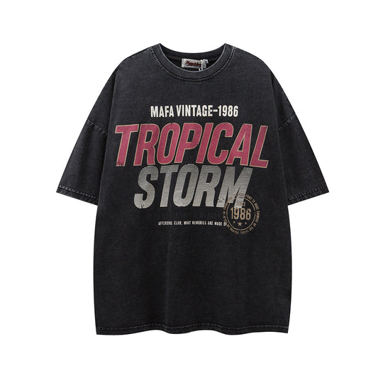 Hustle vintage summer vintage wash t-shirt short sleeves