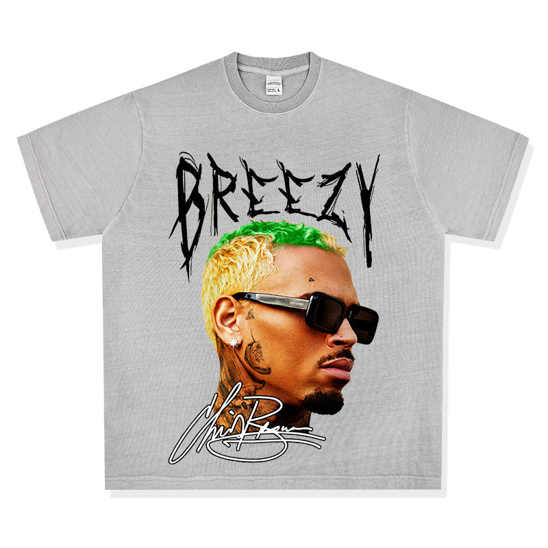 New york hip hop shop vintage brown, print short sleeve t-shirt