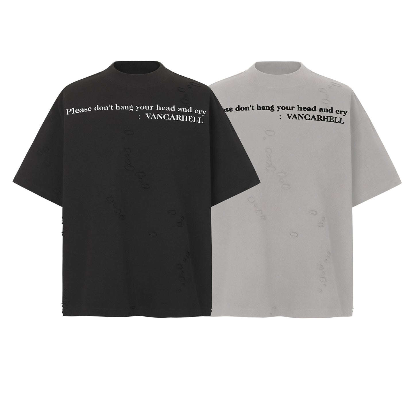 USA Vintage T-Shirt Letter Embroidery Ripped Men's Summer Loose