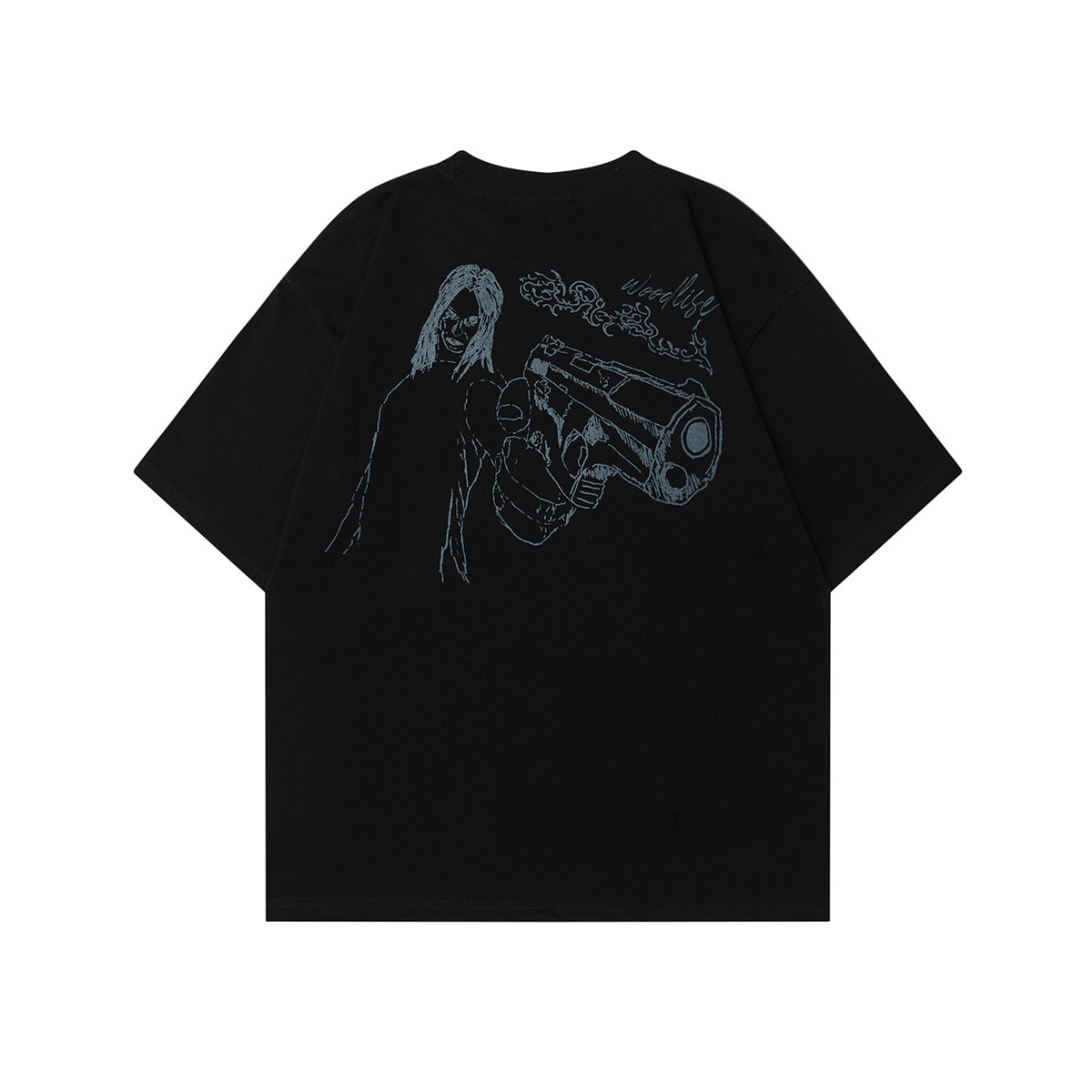 90s West Coast Hip Hop Fashion T-Shirts Summer Double Sided Hand Painted Character Print T-Shirts