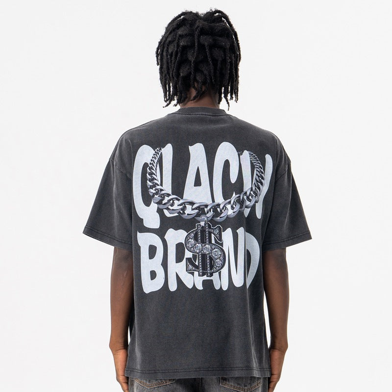 Vic Streetwear Summer Vintage Crew Neck Short Sleeve T-Shirt