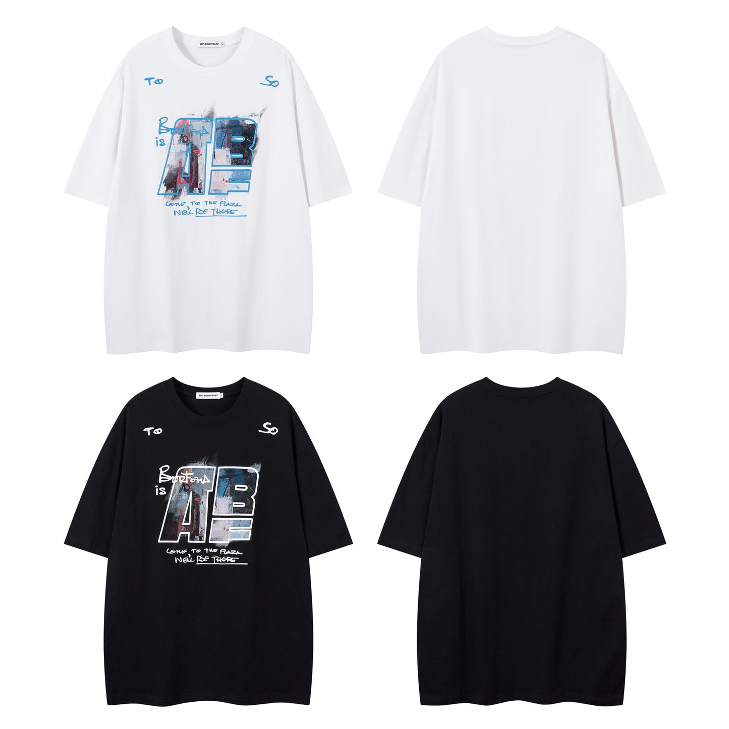 Distorted vintage short-sleeved t-shirt summer loose casual t-shirt