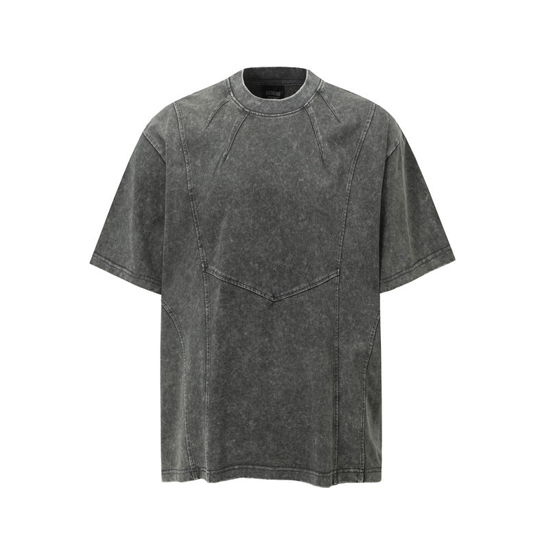 Camisas Retros Vintage Short Sleeve Loose Old Washed Half Sleeve T-Shirt